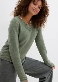 Mujer bonprix bonprix Jersey con inserto de encaje