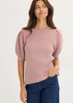 bonprix bonprix Jerséis|Ropa De Punto>Jersey con mangas abullonadas Rosa palo
