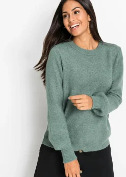 bonprix bonprix Jerséis|Ropa De Punto>Jersey con mangas abullonadas Azul mineral jaspeado