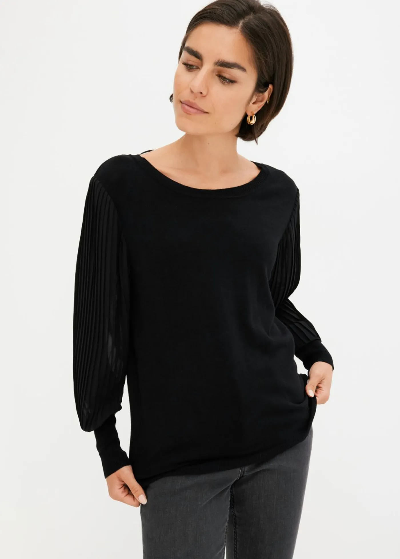 Mujer bonprix bonprix Jersey con mangas plisadas de viscosa sostenible