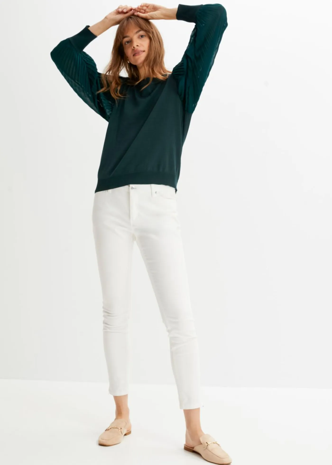 Mujer bonprix bonprix Jersey con mangas plisadas de viscosa sostenible