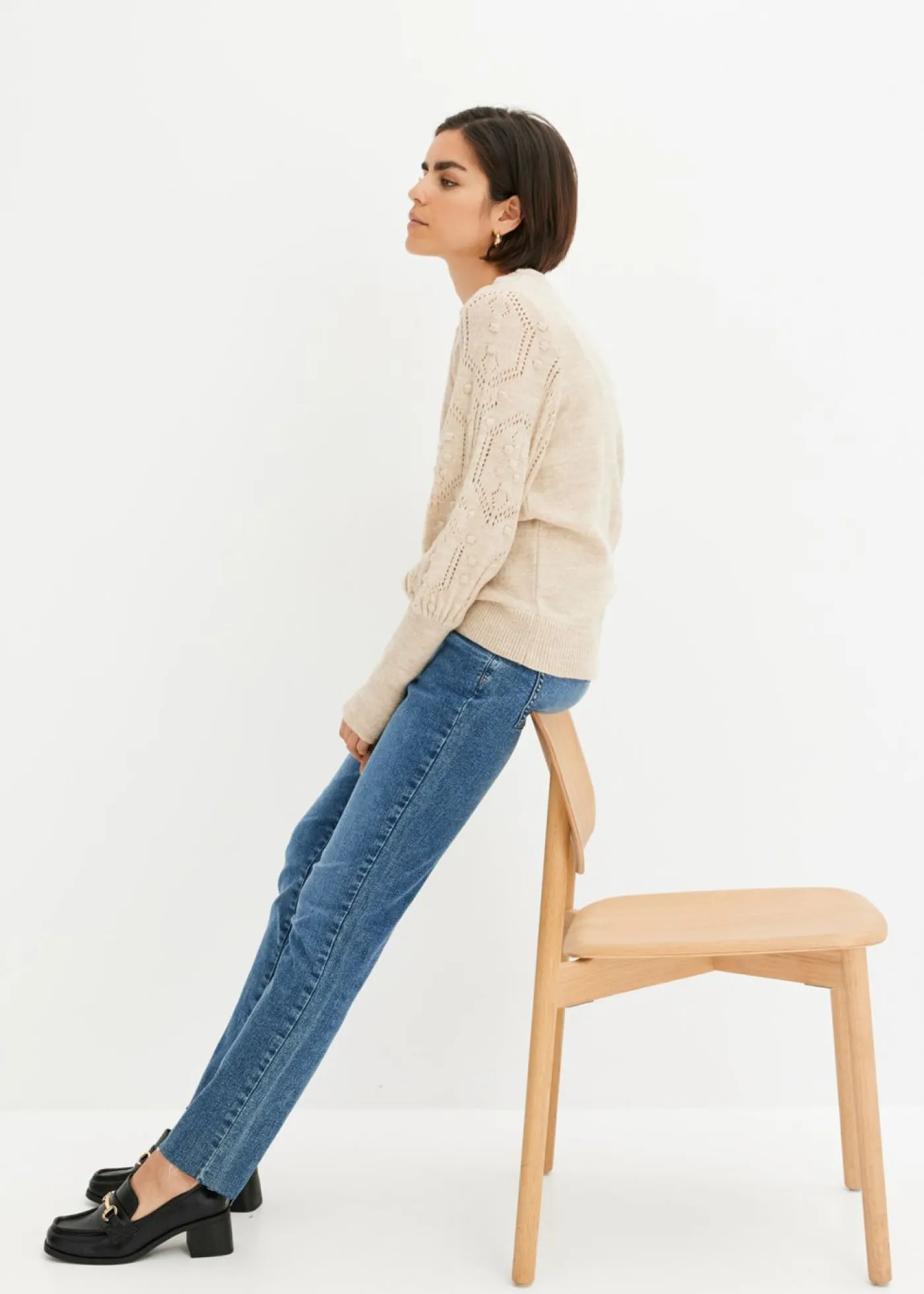 Mujer bonprix bonprix Jersey con patrón de ajour