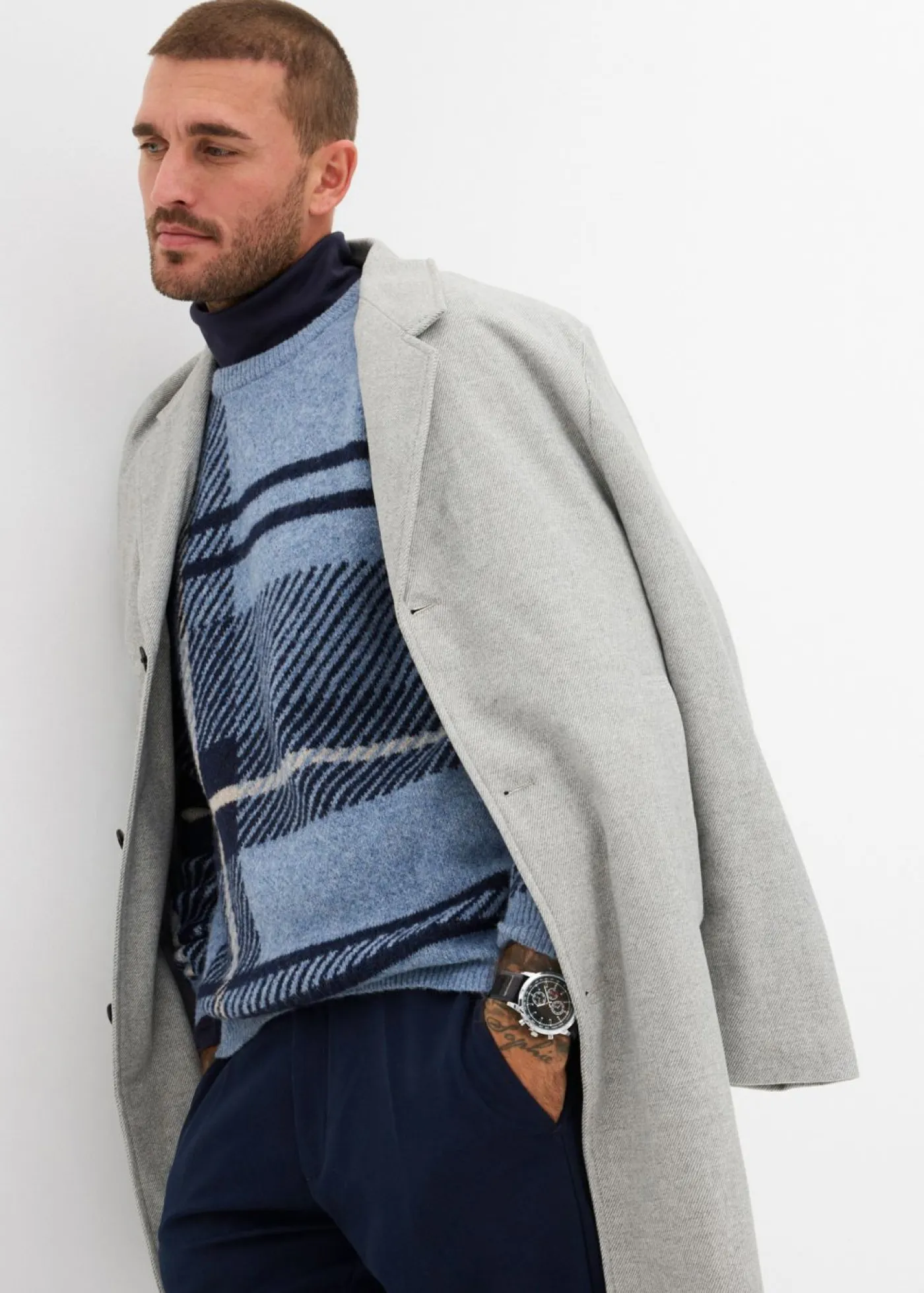 bonprix bonprix Jerséis Y Cárdigans>Jersey con patrón de cuadros beige-azul-azul marino a cuadros