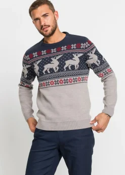 bonprix bonprix Jerséis Y Cárdigans>Jersey con patrón nórdico Gris claro jaspeado