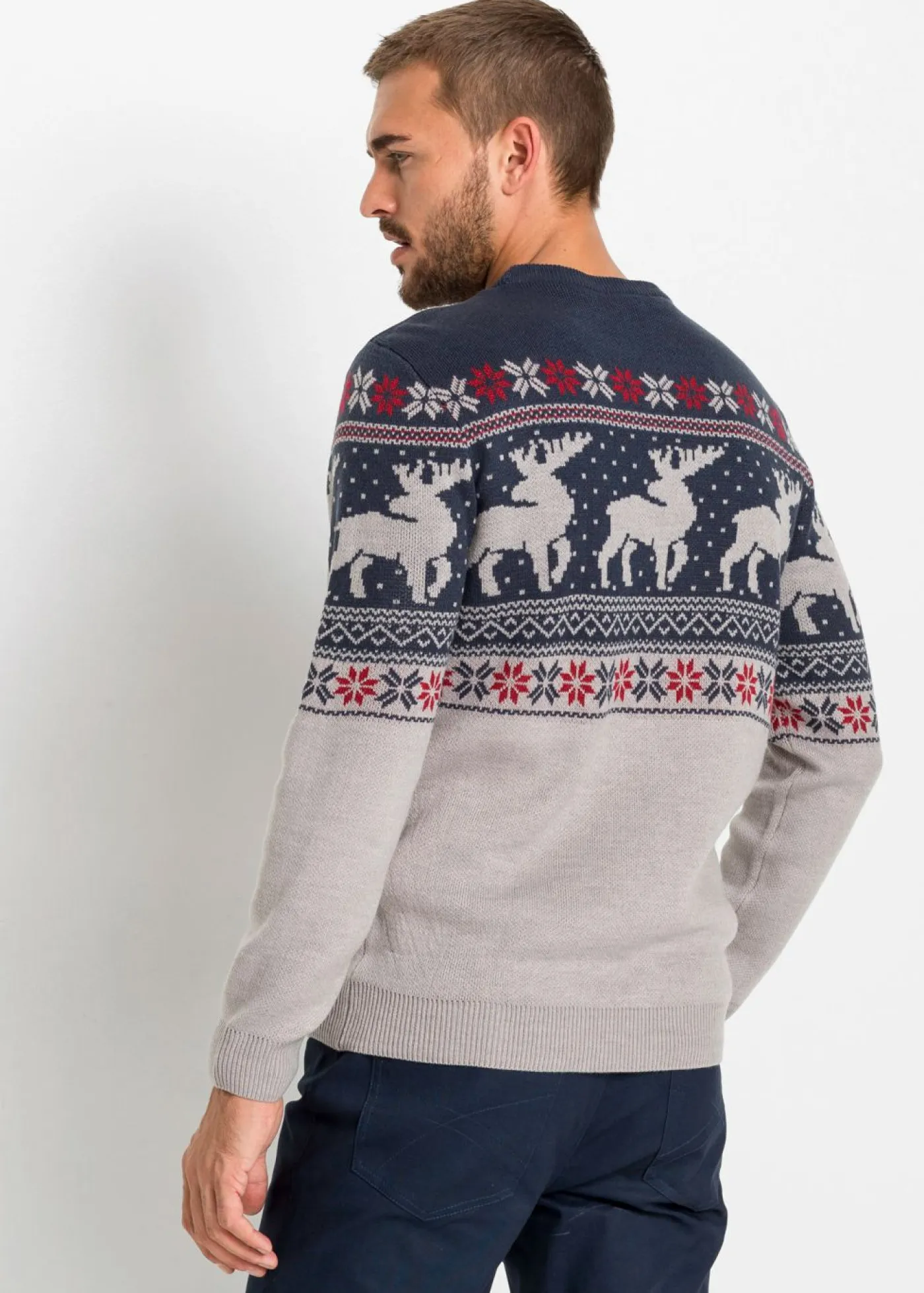 bonprix bonprix Jerséis Y Cárdigans>Jersey con patrón nórdico Gris claro jaspeado