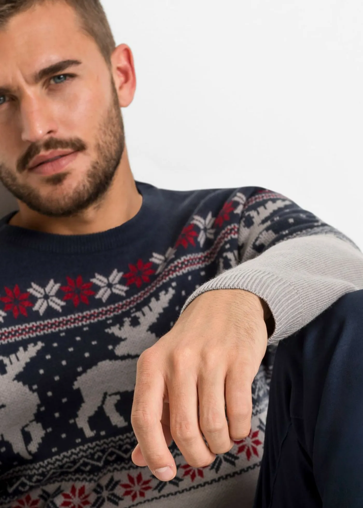 bonprix bonprix Jerséis Y Cárdigans>Jersey con patrón nórdico Gris claro jaspeado