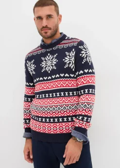 Hombre bonprix bonprix Jersey con patrón nórdico en suave mezcla de algodón