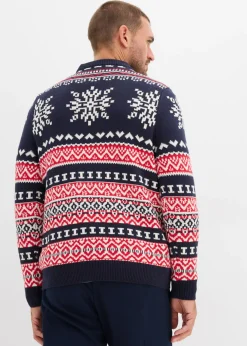 Hombre bonprix bonprix Jersey con patrón nórdico en suave mezcla de algodón