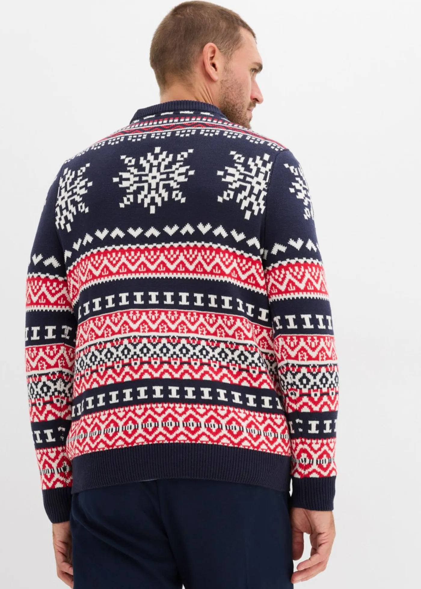 Hombre bonprix bonprix Jersey con patrón nórdico en suave mezcla de algodón