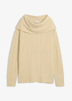 bonprix bonprix Jerséis|Ropa De Punto>Jersey con patrón trenzado Arena claro