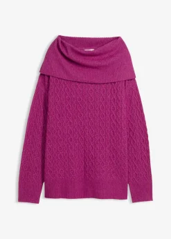 bonprix bonprix Jerséis|Ropa De Punto>Jersey con patrón trenzado Fucsia oscuro