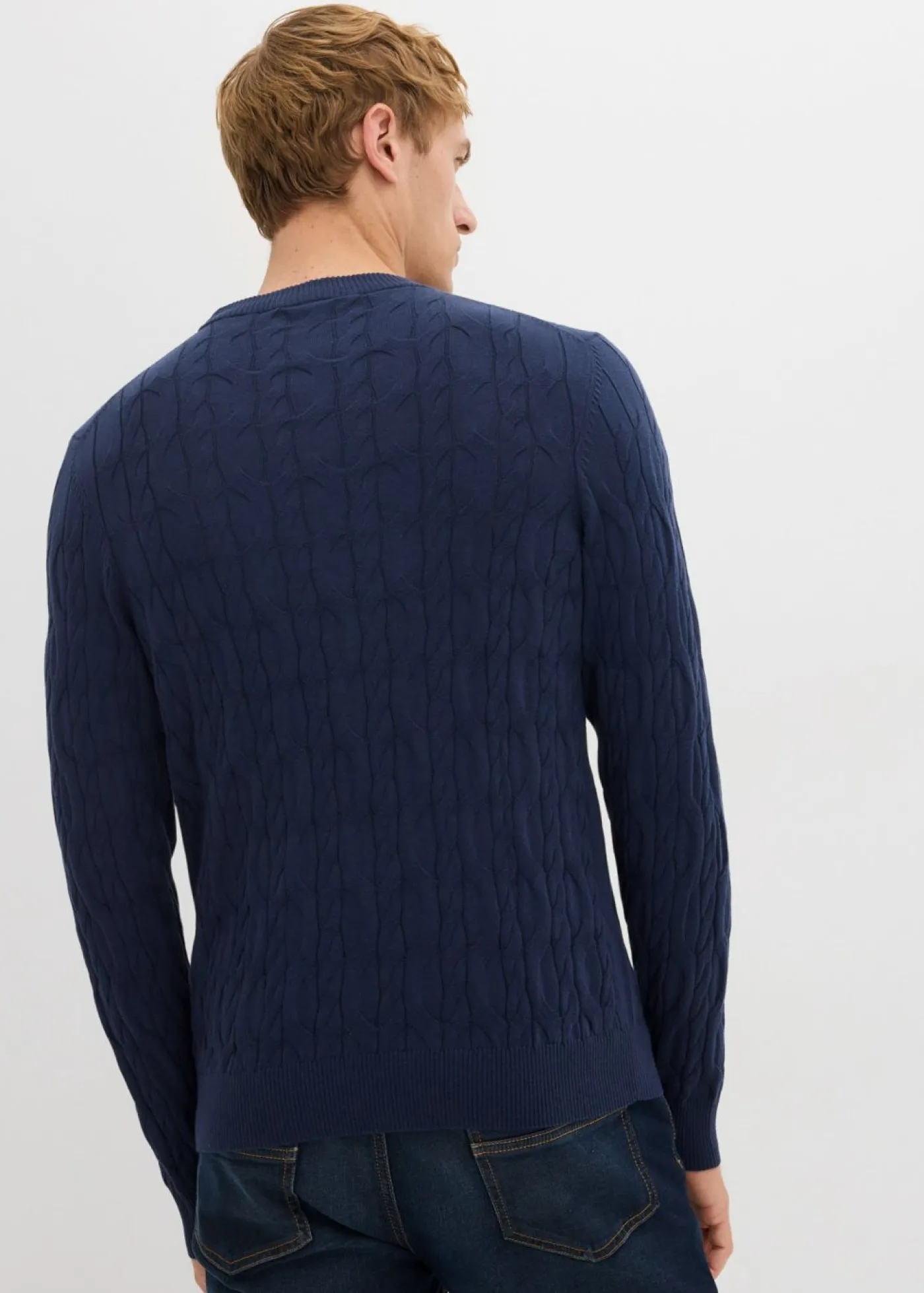 bonprix bonprix Jerséis Y Cárdigans>Jersey con patrón trenzado de algodón reciclable Azul marino