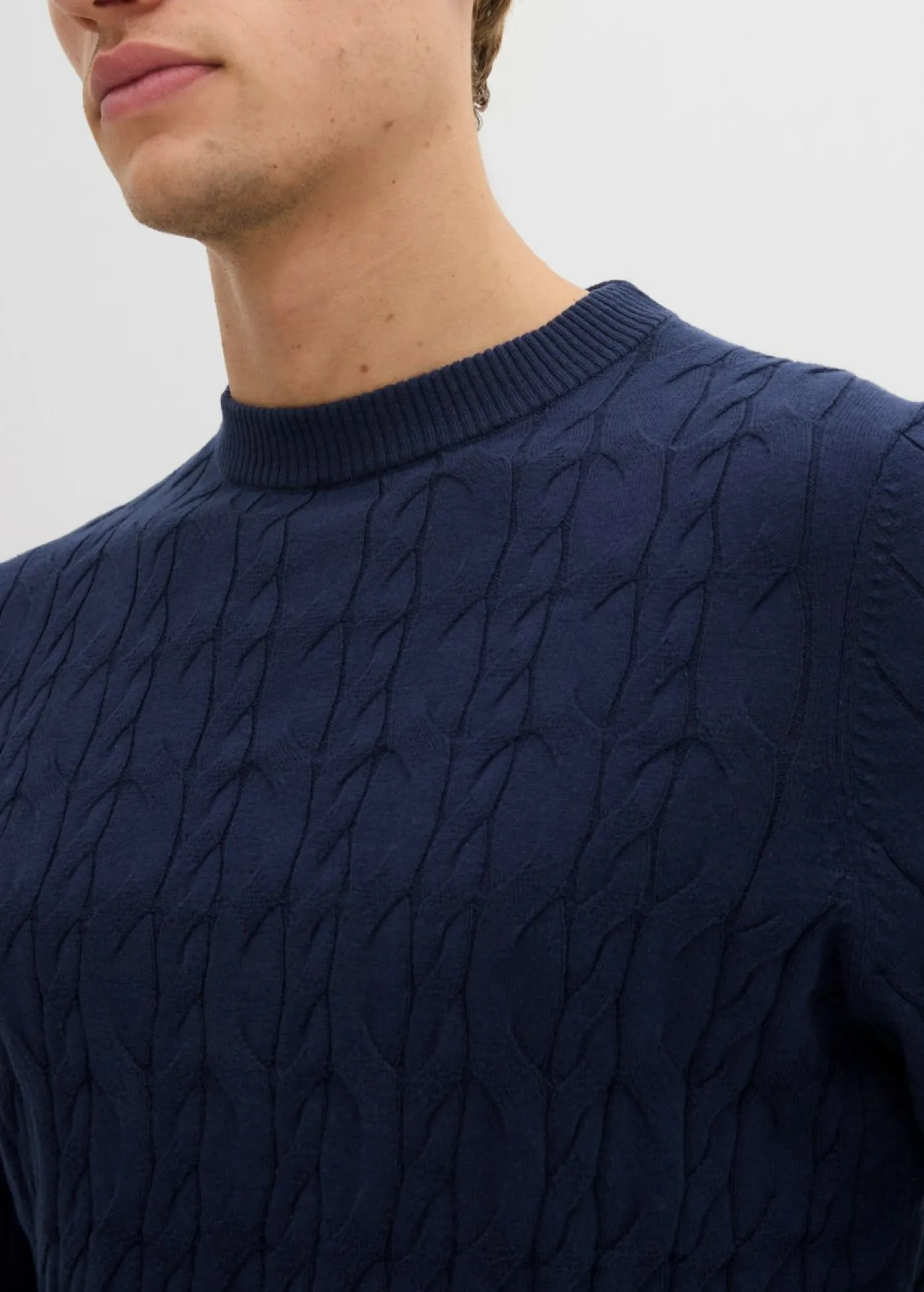 bonprix bonprix Jerséis Y Cárdigans>Jersey con patrón trenzado de algodón reciclable Azul marino