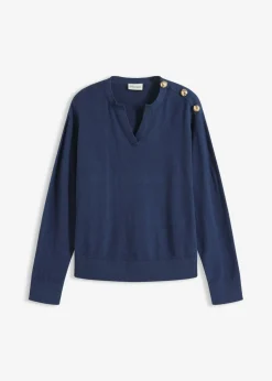 Mujer bonprix bonprix Jersey de algodón con detalle de botones