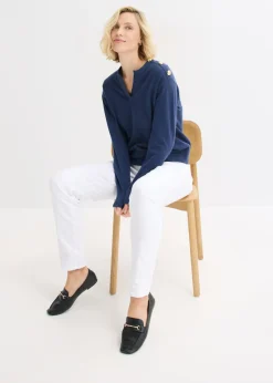 Mujer bonprix bonprix Jersey de algodón con detalle de botones