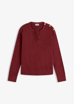 Mujer bonprix bonprix Jersey de algodón con detalle de botones