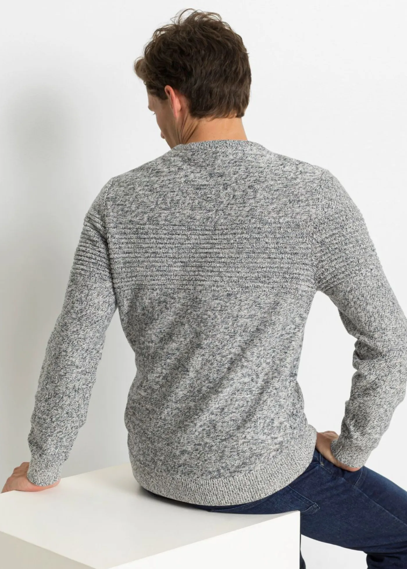 bonprix bonprix Jerséis Y Cárdigans>Jersey de algodón puro Gris jaspeado