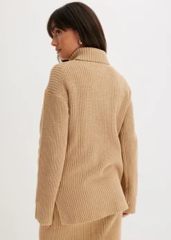 Mujer bonprix bonprix Jersey de algodón puro con cuello vuelto