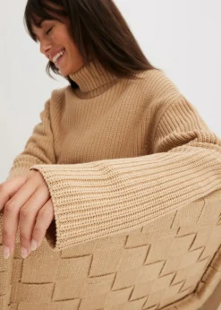 Mujer bonprix bonprix Jersey de algodón puro con cuello vuelto