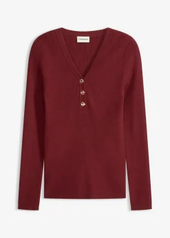 bonprix bonprix Jerséis|Ropa De Punto>Jersey de canalé con viscosa Rojo rubí