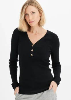 Mujer bonprix bonprix Jersey de canalé con viscosa