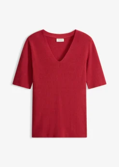 bonprix bonprix Jerséis|Ropa De Punto>Jersey de canalé de manga corta con viscosa Cereza