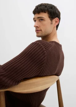 Hombre bonprix bonprix Jersey de canalé de mezcla de algodón