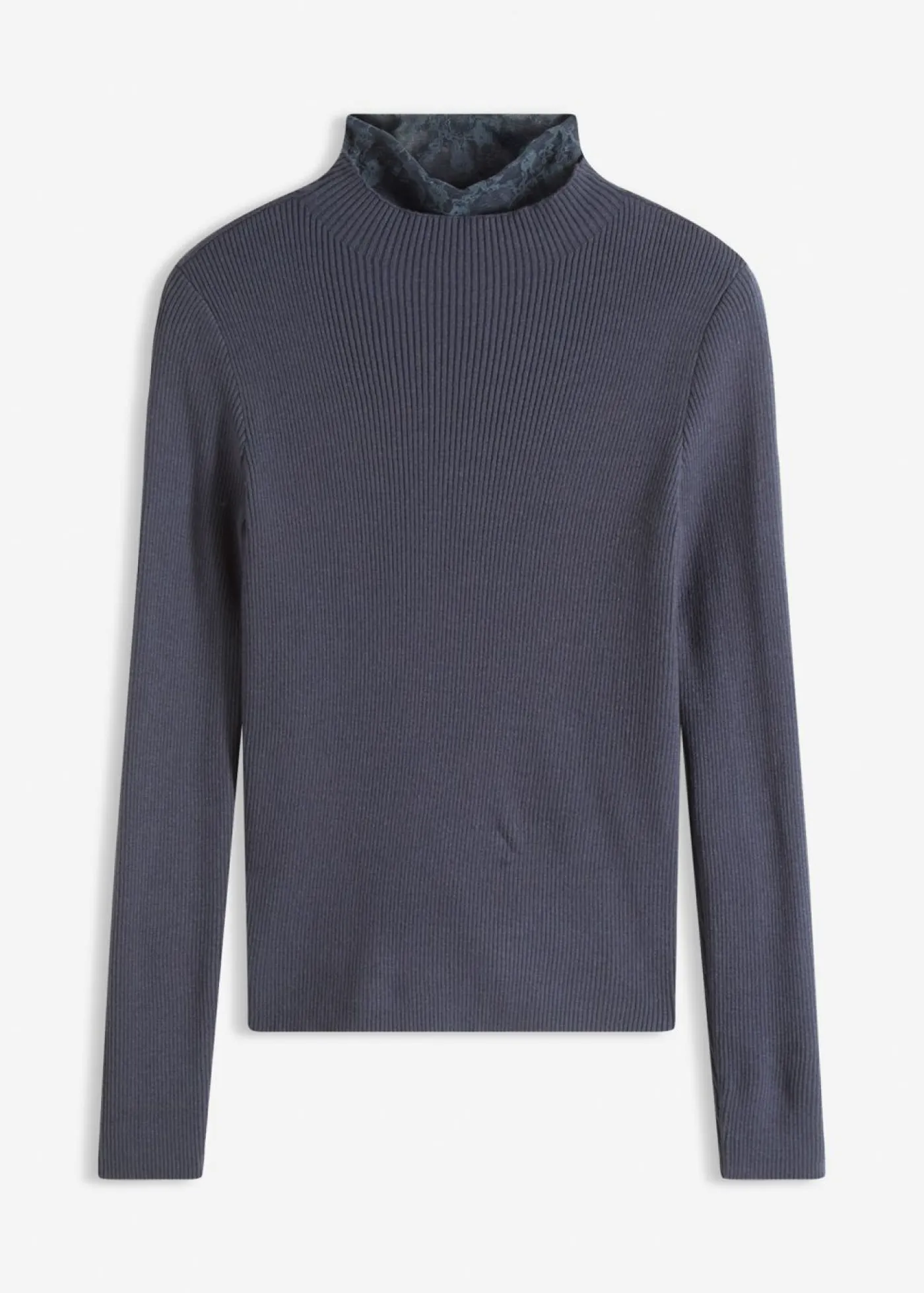 bonprix bonprix Jerséis|Ropa De Punto>Jersey de canalé de mezcla de viscosa fluida Azul oscuro