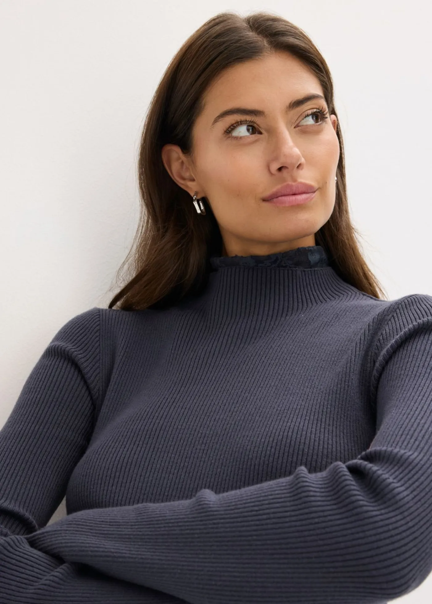 bonprix bonprix Jerséis|Ropa De Punto>Jersey de canalé de mezcla de viscosa fluida Azul oscuro