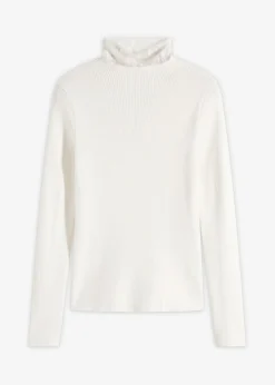 bonprix bonprix Jerséis|Ropa De Punto>Jersey de canalé de mezcla de viscosa fluida Blanco lana