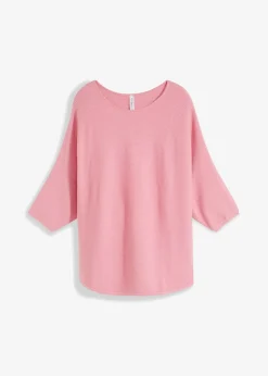 bonprix bonprix Jerséis|Ropa De Punto>Jersey de canalé oversize de mezcla de viscosa Rosa