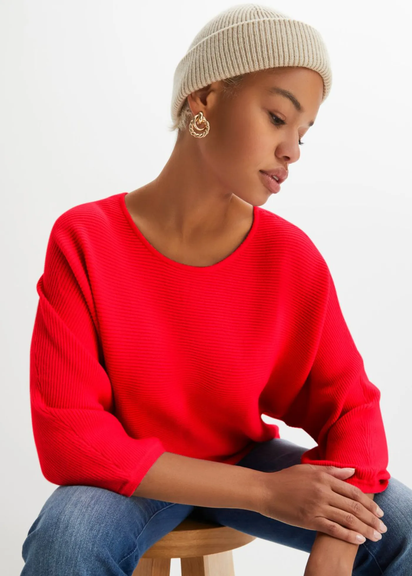 Mujer bonprix bonprix Jersey de canalé oversize de mezcla de viscosa