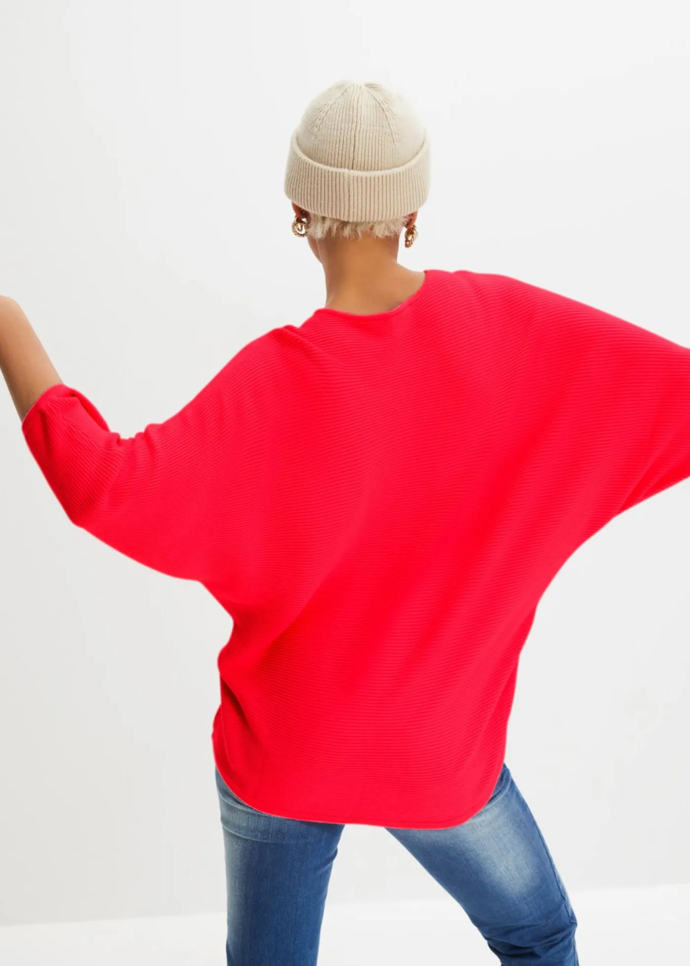 Mujer bonprix bonprix Jersey de canalé oversize de mezcla de viscosa