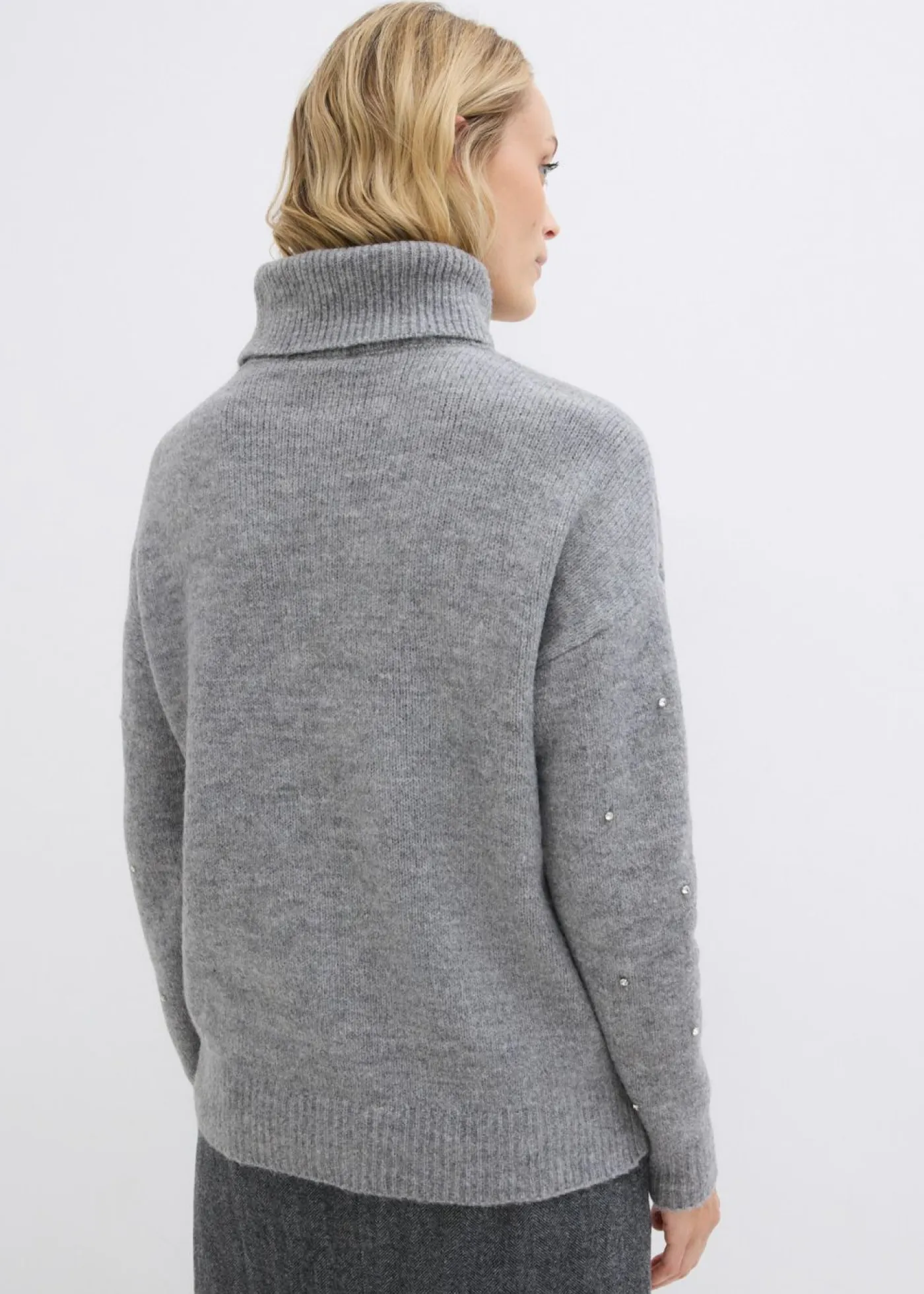 bonprix bonprix Jerséis|Ropa De Punto>Jersey de cuello alto Gris jaspeado