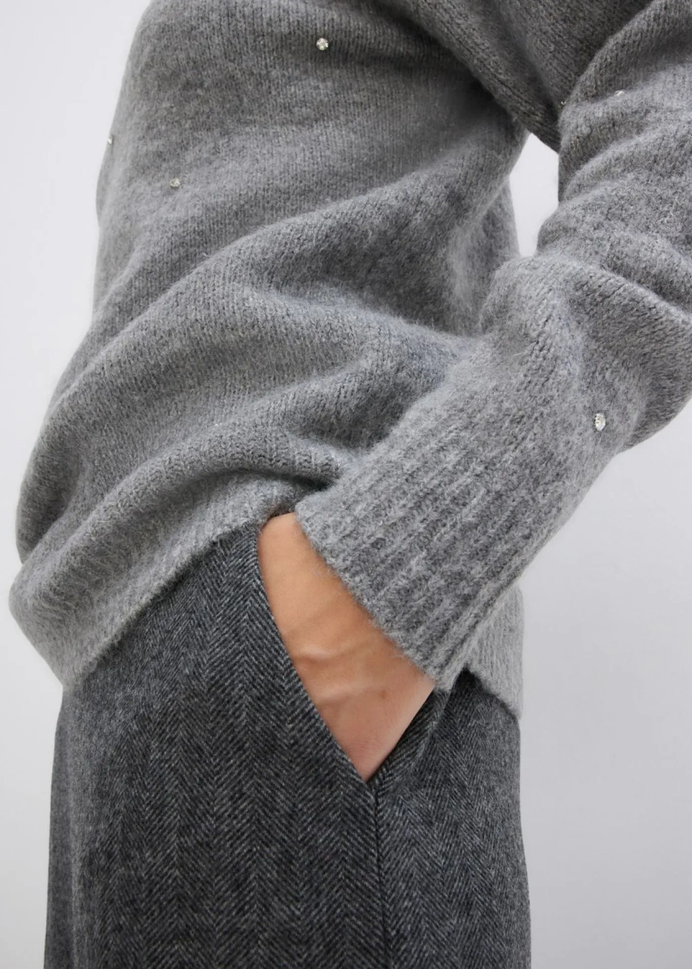 bonprix bonprix Jerséis|Ropa De Punto>Jersey de cuello alto Gris jaspeado