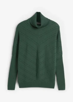 bonprix bonprix Jerséis|Ropa De Punto>Jersey de cuello alto Verde oscuro