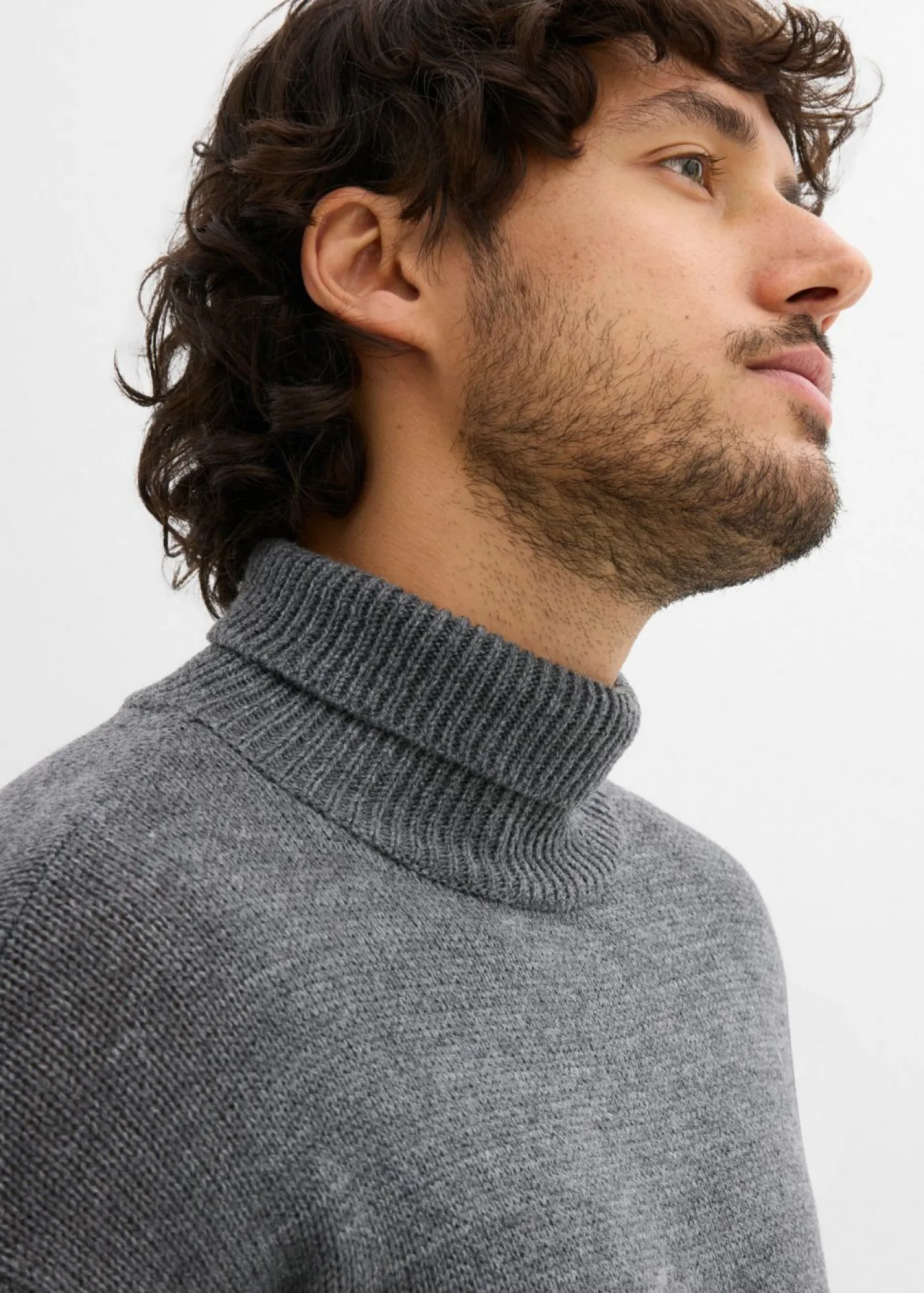 bonprix bonprix Jerséis Y Cárdigans>Jersey de cuello alto con diseño color block Gris-negro-antracita jaspeado