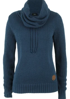 bonprix bonprix Jerséis|Ropa De Punto>Jersey de cuello alto con cordones Azul marino