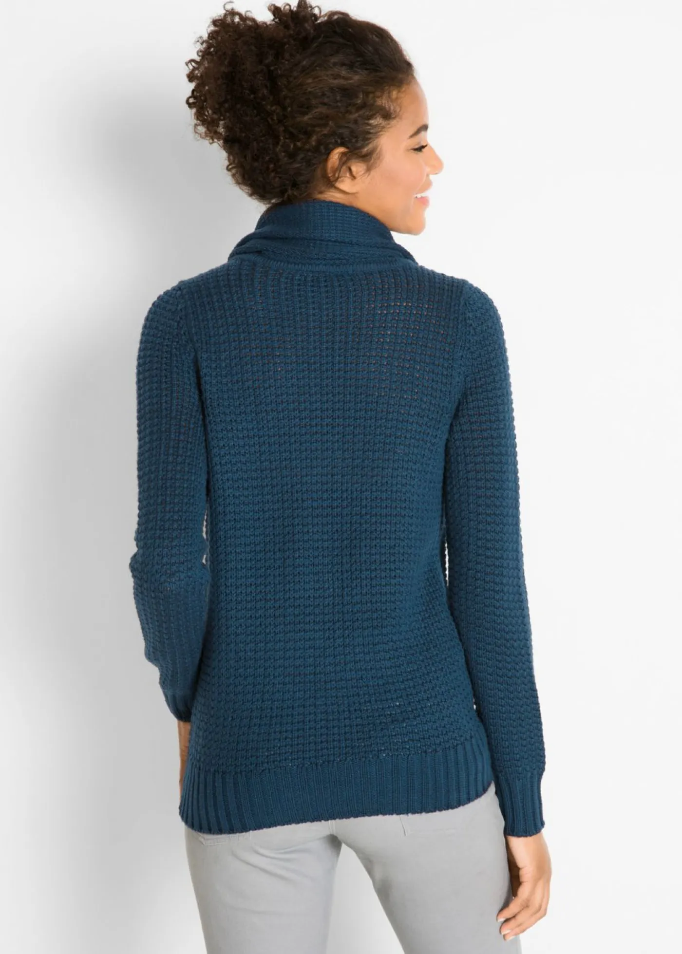 bonprix bonprix Jerséis|Ropa De Punto>Jersey de cuello alto con cordones Azul marino