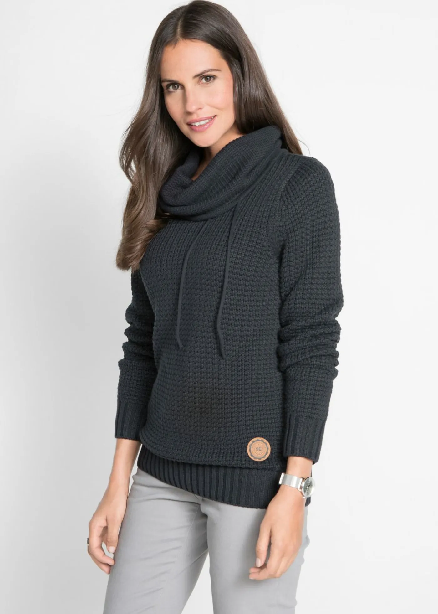 Mujer bonprix bonprix Jersey de cuello alto con cordones