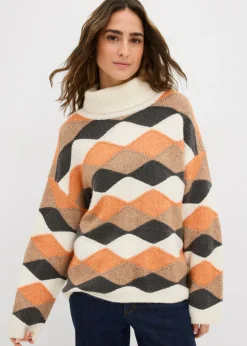 Mujer bonprix bonprix Jersey de cuello alto con patrón