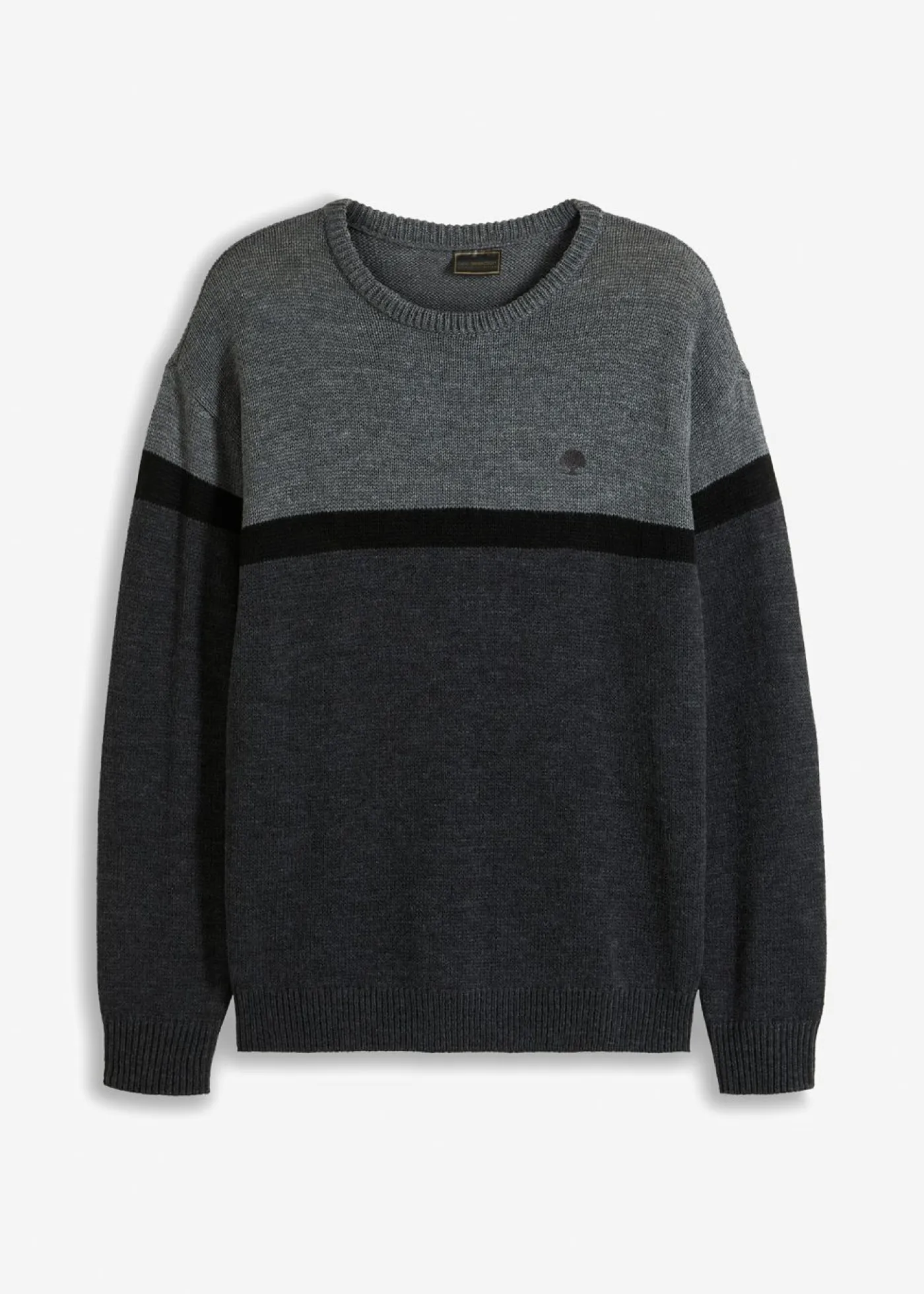 bonprix bonprix Jerséis Y Cárdigans>Jersey de cuello redondo de fácil cuidado, en diseño de bloques de color gris jaspeado-antracita jaspeado-negro moteado