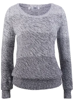 bonprix bonprix Jerséis|Ropa De Punto>Jersey de cuello redondo con degradado cromático y manga larga Gris jaspeado