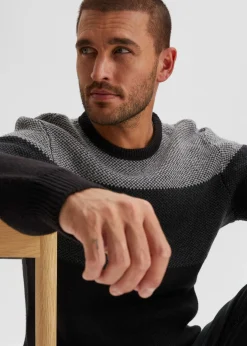 Hombre bonprix bonprix Jersey de cuello redondo con diseño de bloques de color