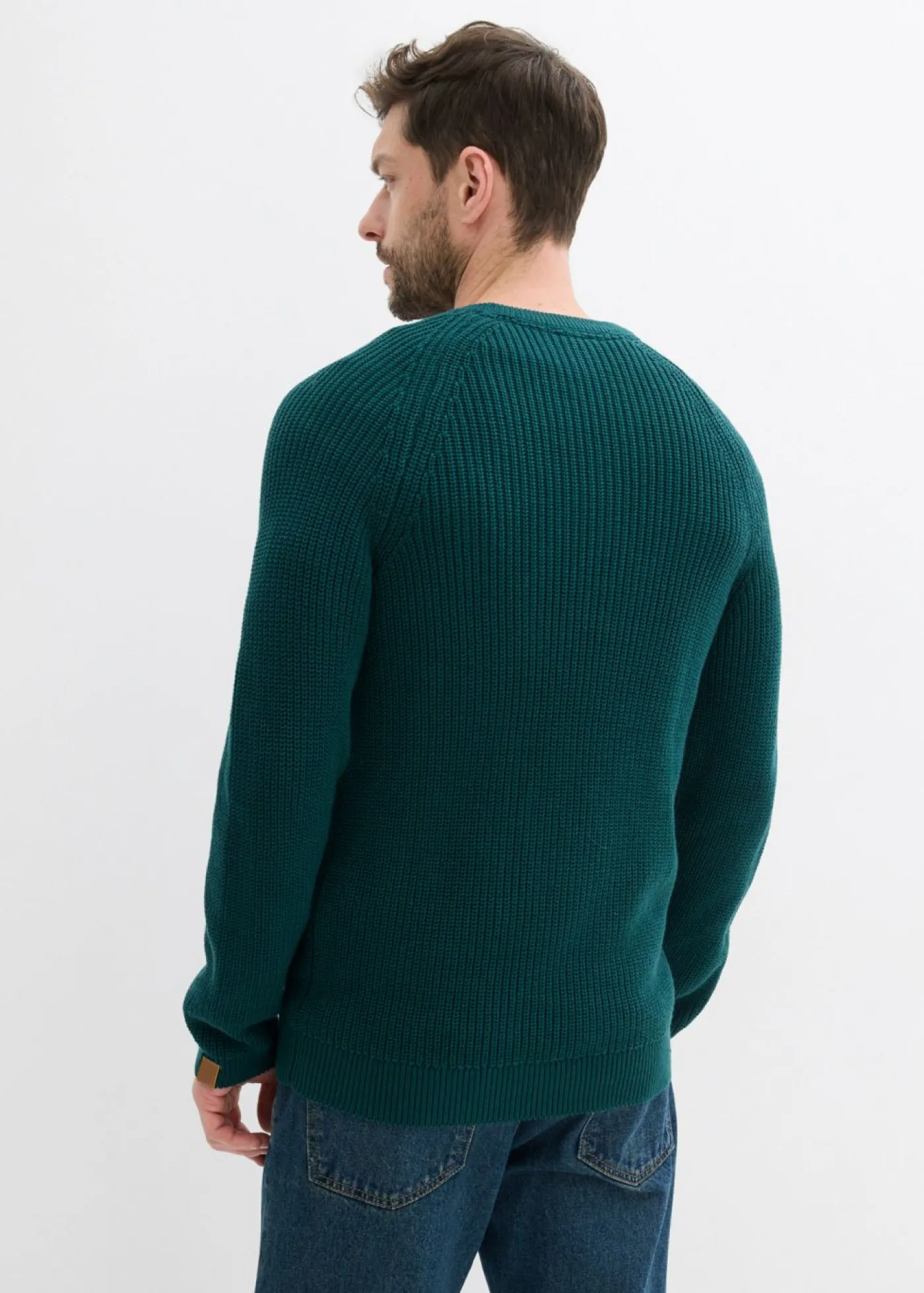 bonprix bonprix Básicos En Rebajas|Jerséis Y Cárdigans>Jersey de cuello redondo en suave mezcla de algodón Verde