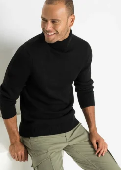 Hombre bonprix bonprix Jersey de cuello vuelto con puños acanalados