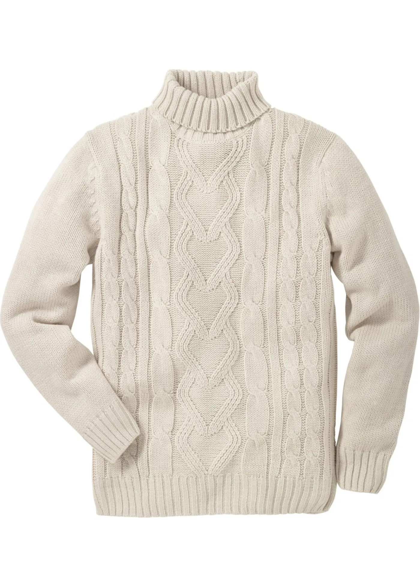 Hombre bonprix bonprix Jersey de cuello vuelto con patrón trenzado