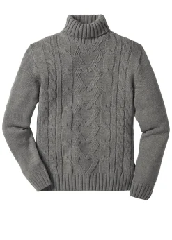 bonprix bonprix Jerséis Y Cárdigans>Jersey de cuello vuelto con patrón trenzado gris moteado