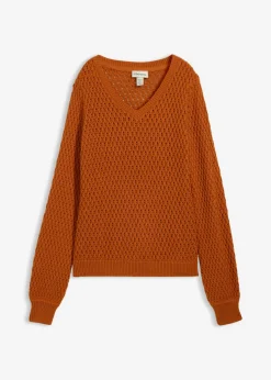 bonprix bonprix Jerséis|Ropa De Punto>Jersey de mezcla de algodón Marrón anaranjado