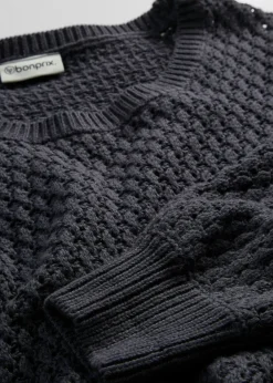 bonprix bonprix Ropa De Punto|Jerséis>Jersey de mezcla de algodón con punto estructurado Azul oscuro